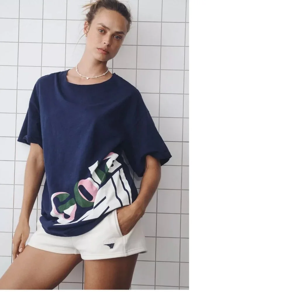 Anthropologie Gola x Anthropologie Boyfriend Tee SIZE XS new navy blue NEW